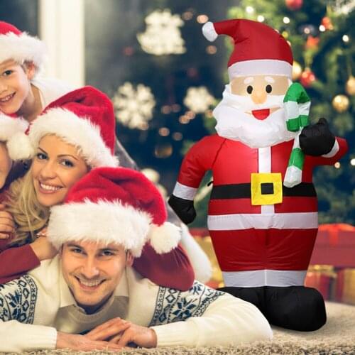 120cm Giant Santa Claus with Crutch Inflatable Toys Christmas Props Decor Colorful Snowman for Household Parties Accessories