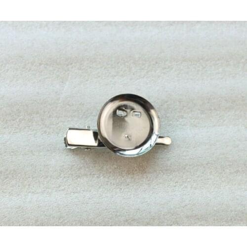 40PCS Silver Color Tone 19mm Blank Tray Hair Clips Accessories #23487