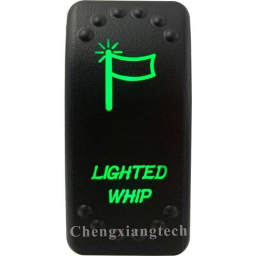 5 Pin On Off SPST Car Boat Rocker Switch-Lighted Whip - Green Led Light- for 4x4 Carling Narva Caravan Marine 12v 24v