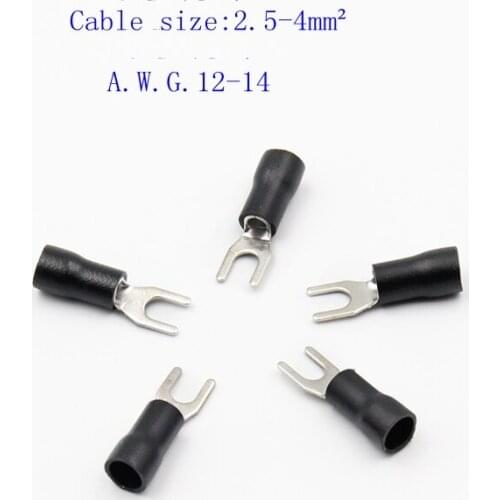 50pcs/lot Fork pre-insulated end SV3.5-3-6 specifications cold-pressed terminal end ear lug type terminal
