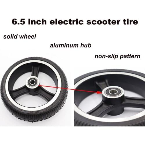 6.5 inch wheels part electric bike motorcycle scooter solid tire with rubber wheel and aluminum hub non pneumatic