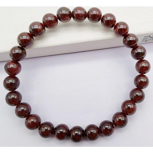 8MM Natural Garnet Round Beads GEM Bracelet Bangle Stretch 8 Inch Jewelry G569