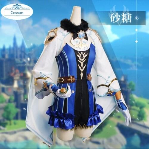 Anime! Genshin Impact Sucrose Knight Game Suit Lovely Gorgeous Uniform Cosplay Costume Halloween Party Outfit For Women 2021 NEW