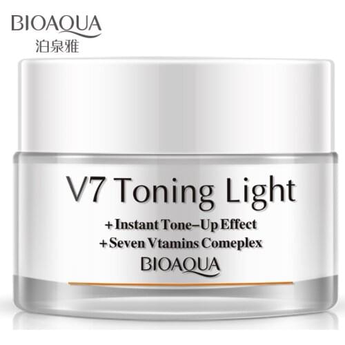 BIOAOUA V7 Toning Light Lazy Cream Whitening Oil-Control Moisturizing Brighten Skin Color 50ml Concealer Nude Makeup Face Cream