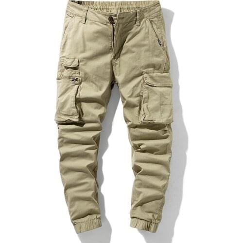 Men Cargo Pants Lightweight Army Trousers Mens Quick Dry Pure Cotton Breathable Pants Male Casual Bottom Trouser Multi-Pockets