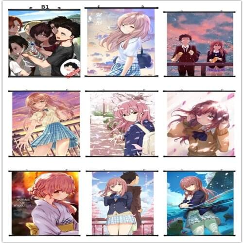 Coscase Anime A Silent Voice nishimiya syouko ishida shouya Nishimiya Yuzuru Home Decor Wall Scroll Poster Decorative Pictures