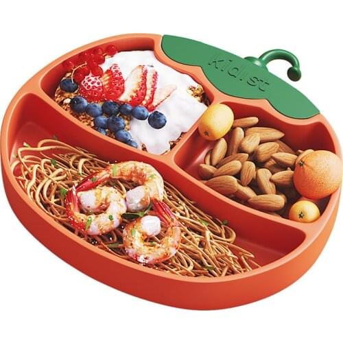 Pumpkin Baby Dinner Plate Sucker Kawaii Dish Feeding Boards Silicone Children Travel Sets Tableware for Kids Food Split Dish