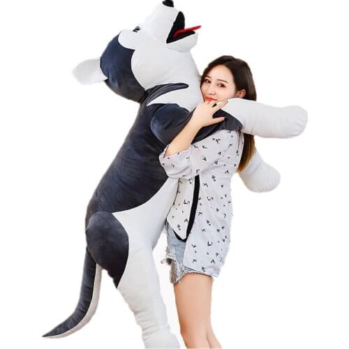 Fancytrader 59'' Giant Plush Husky Toy Stuffed Animal Dog Doll Hugging Pillow Kid Gift Home Deco X'mas Gift 150cm 2 Colors