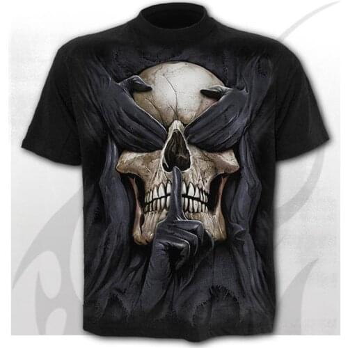 6XL New design Skull t-shirt men black t-shirt funny punk rock clothes 3d printing t-shirt hip hop mens summer street clothing