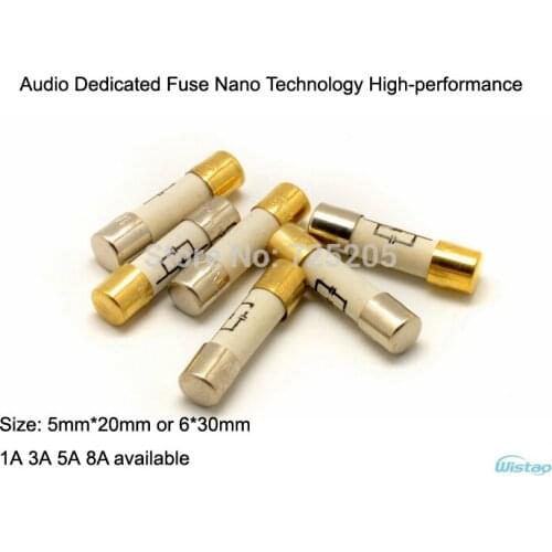 HIFI Audio Dedicated Fuse Nano Technology 5mm*20mm / 6*30mm 1A 3A 5A 8A Ceramic Casing Golde Plated End Caps DIY Free Shipping
