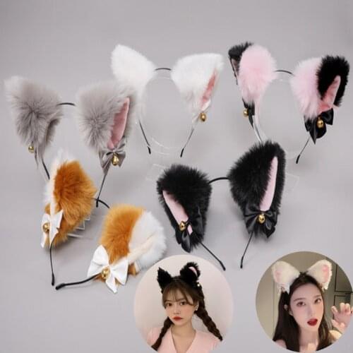 Cute cat ears Bow bells headband Party masquerade head girl cosplay Anime costumes show headdres popular photography prop Bands