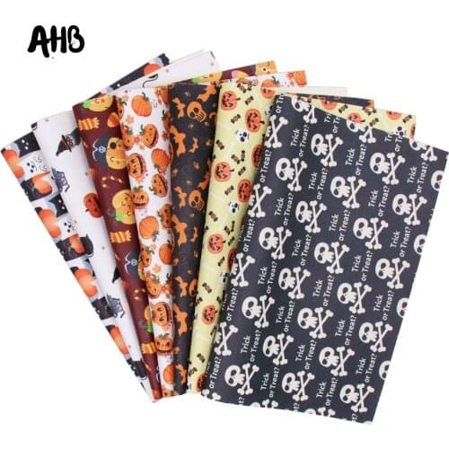 AHB 22 *30cm Halloween Synthetic Leather Sheet Pumpkin Artificial Leather DIY Sewing PU Fabric for Garment Knotbow Bags Making