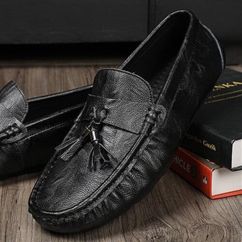 Tassel Loafer Shoes Men Slip on Genuine Leather Driving Moccasins Mens Comfortable Casual Flats for Business Man Fashion Shoes