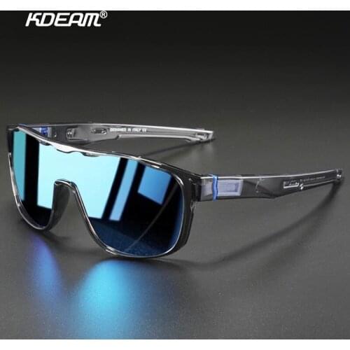 KDEAM One Piece Shape Polarized Sunglasses Men Sports Shield Glasses Oversized Reduce windage Designed Frame