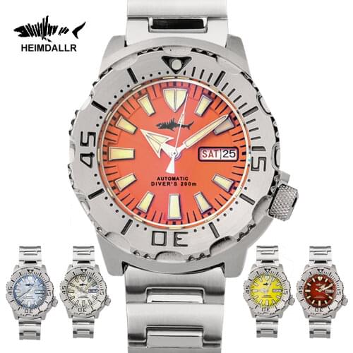 Heimdallr Mechanical Watches Monster Automatic Watch Men PVD Steel Divers Watch 200m C3 Super Luminous NH36A Sapphire Crystal