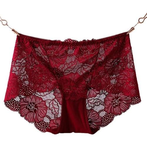 Underwear Women Plus Size Sexy Lace Panties Transparent Briefs Seamless Lingerie Lady Panties Cotton High-Rise For Weight 100KG