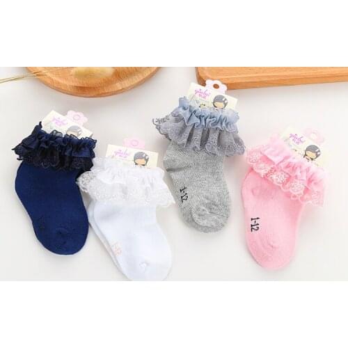 DHL 200pair 0-1Years Baby Cotton Socks Lace Princess Combed Cotton Socks for Girls Summer Spring Infant Babe Socks