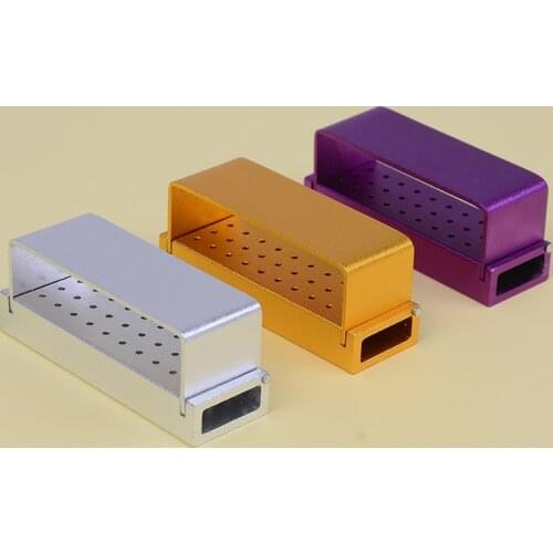 New 30 Holes Aluminium Dental Bur Burs Holder Block dental Disinfection Box Autoclave High Speed Autoclavable Dentist Materials