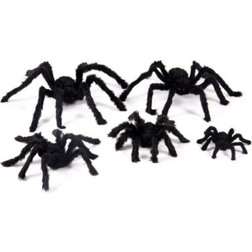 New Horror Giant Black Plush Realistic Spider Halloween Party Props Toys Haunted House Decor Kids Children Halloween Toys