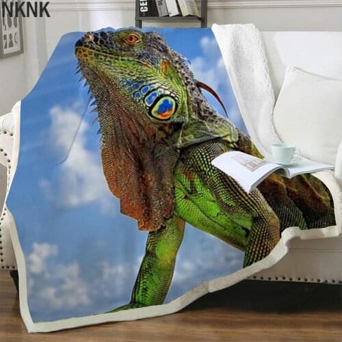 NKNK Brank Lizard Blanket Animal Bedding Throw Blue Sky Thin Quilt Harajuku Bedspread For Bed Sherpa Blanket Animal Vintage