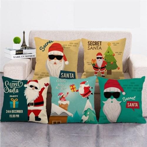 Wholesale 45cm*45cm Cartoon christmas Linen/Cotton Throw Pillow Covers Couch Cushion Cover Home Decor Pillowcase