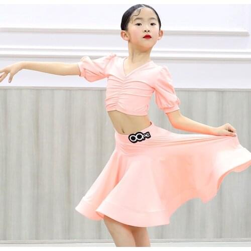 Orange Latin Dance Wear Girls Stage Costume Summer Clothes Girls Set Salsa Dancing Outfit Designer Clothing Tap Dancewear DL7672