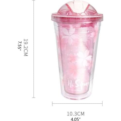 Plastic Cup with Lid Straw Water Bottle Drinking Juice Milk Coffee Mug Double Wall Insulated Tumbler BPA Free