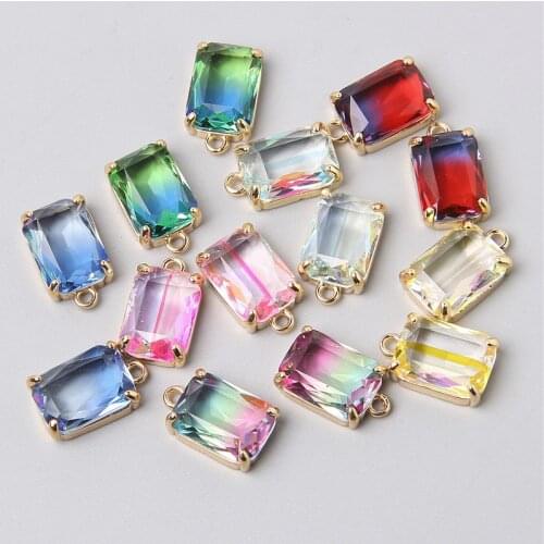 5PCS Colorful Faceted Gemstones pendant Healing Natural Crystal Charms Quartz Pendant for Jewelry Making Necklace Accessories