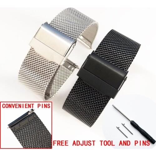 12/14/16/18/20/22mm Stainless Steel Watch Band Straight End Bracelet Mesh Hook Watch Strap More Colors Shellhard Drop Shiping