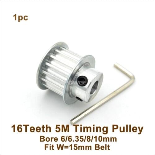 POWGE 16 Teeth 5M Synchronous Pulley Bore 5/6/6.35/8/10mm Fit Width 15/20mm 5M Timing Belt 16T 16Teeth HTD 5M Timing Pulley BF