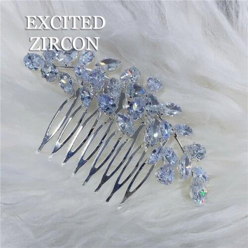 Wedding bride exquisite fashion hair comb hairpin headdress elegant shiny zircon rhinestone flower hairpin girl jewelry