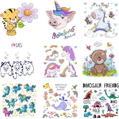 Iron-on Transfers for Clothing Patches for Clothes Cute Stickers Diy Unicorn Patch Flex Fusible Transfer Vinyl Adhesive Stripe C