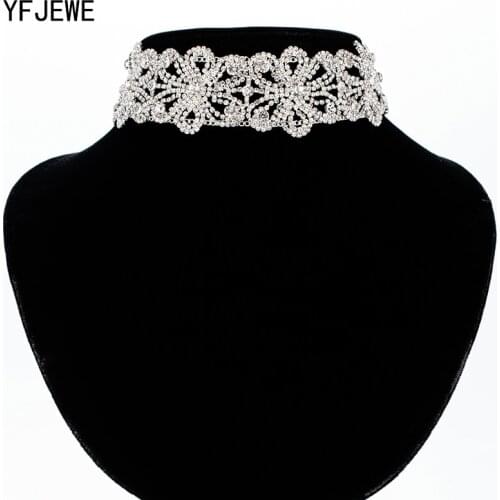 YFJEWE Women Full Rhinestone Pendant Jewelry Collar Necklace 8 +T Logo Wedding Clavicle Necklaces Choker Necklace N375