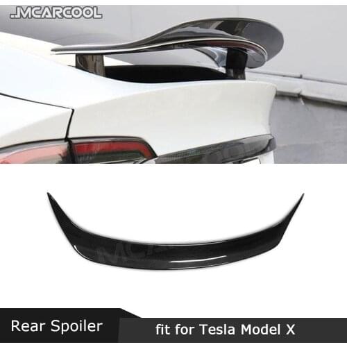 Rear Spoiler Boot Wings For Tesla Model X 2016-2018 Carbon Fiber / FRP RZ Style Trunk Trim Spoiler