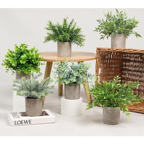Green Bonsai Artificial Plants Small Tree Pot Fake Plastic Plant Greenry Craft Supplies Ornaments For Home/Garden/Room/Official