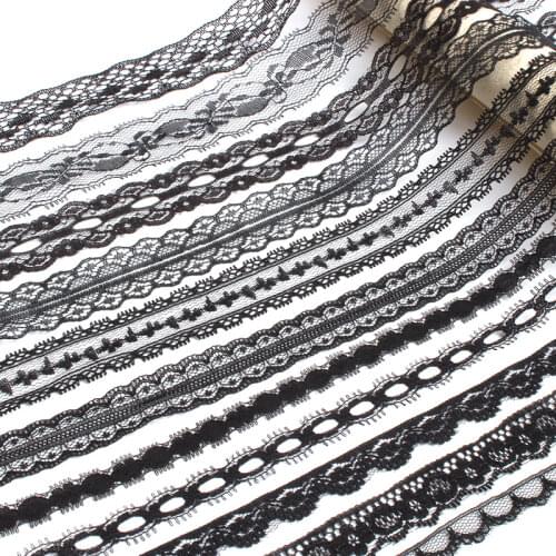 10yards/lot Polyester Black Lace Trims DIY Wedding Party Crafts Garment Embellishment Flower Wrapping Ribbon Sewing Fabric Tape