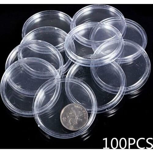100 30mm round transparent acrylic coin commemorative capsule container collection commemorative coin protection box