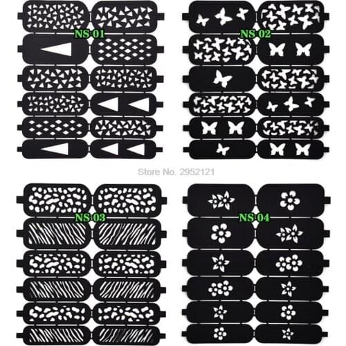 By dhl or ems 1000pcs Flower Stamping Nail Art Hollow Sticker Templates Nail Stencils Stickers For Gel Nail Polish Template