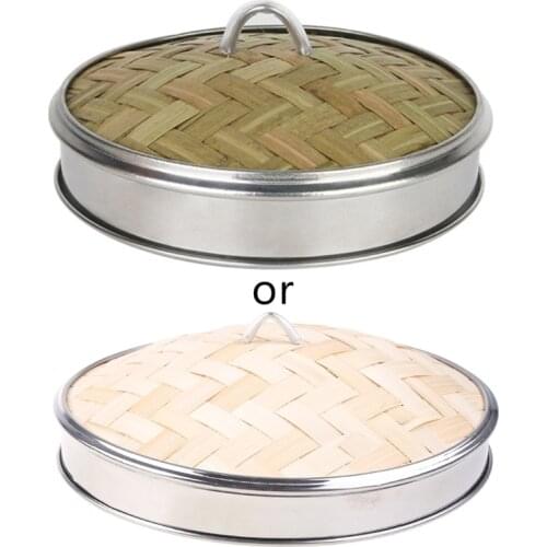 95AA Bamboo Food Steamer with Stainless Steel Banding No Lid Kitchen Dumplings Basket