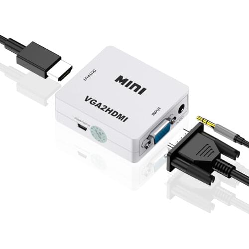 1080P MINI VGA to HDMI Converter With Audio VGA2HDMI Video Box Adapter for Notebook PC for HDTV Projector