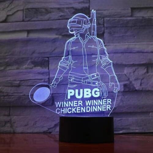 PUBG Acrylic Anime 3D LED Night Light Game Player Unknowns Battlegrounds For Kids Bedroom Decor Table Lamp Child Gift Lamp