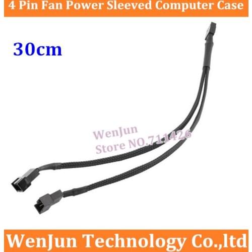 FREE SHIPPING 4Pin PWM To Dual PWM Fan Power Sleeved Computer Case 30CM Y-Splitter Adapter Cable