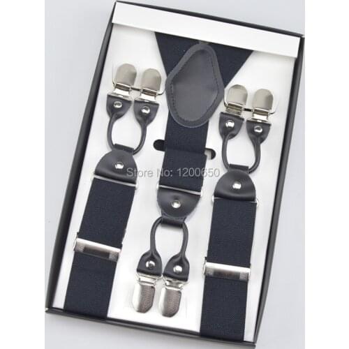 2018 large 3.5cm Suspenders Wide Plus Size 115cm Men man Adjustable Six Clip-on Y-Back Black Suspender Braces for Taller