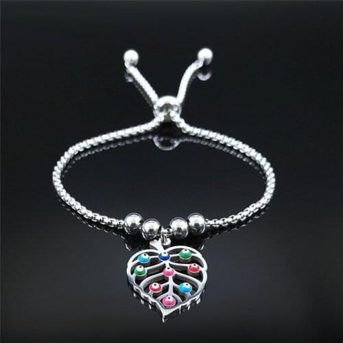 Stainless Steel Colorful Turkey Eye Leaf Beads Charm Bracelet Women Bead Chain Bracelet Jewelry bracelet homme acier inoxydable
