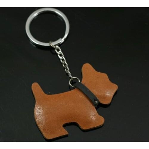 Genuine leather schnauzer keychain cute key ring for women dog key chain key holder bag charm portachiavi chaveiro llaveros