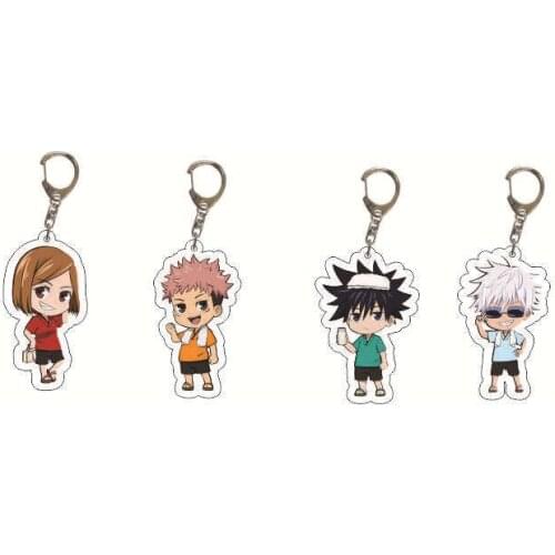 Jujutsu Kaisen Keychain Anime Cute Backpack Pendant Cartoon Double-side Acrylic Key Ring Holder Metal Key Chain Accessories