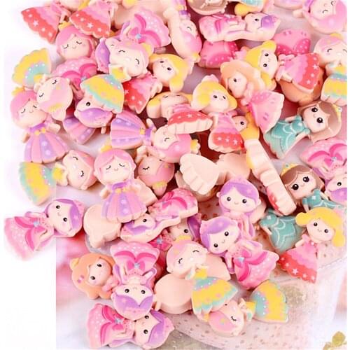 Julie Wang 20PCS Assorted Resin Princess Flatback Embellishment Cartoon Girl Charms Cabochon Ornament Phone Case Scrapbook Decor
