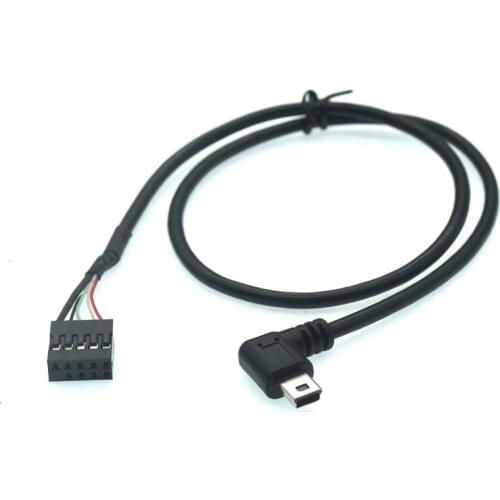 Computer Motherboard 9pin To Mini USB Charging Data Cable DuPont 2.54mm DuPont USB To MINI USB Shielded 90 Degree Right Cable