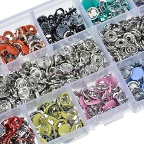 50bag 100sets/bag 10 Color Metal Sewing Buttons Hollow/Solid Prong Press Studs Snap Fasteners for Installing Clothes Bags