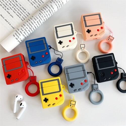 Creative Retro Game Console Silicone Earphone Case for Airpods 1/2 Bluetooth Headphone Charging Case with Anti-lost Strap